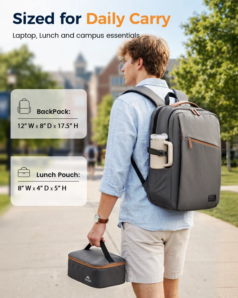 MATEIN Laptop Backpack with Lunch Cooler