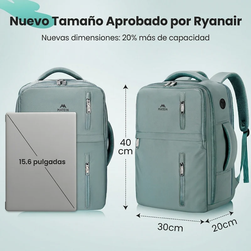 Mochila Viaje 40x30x20 con Bolsa Impermeable