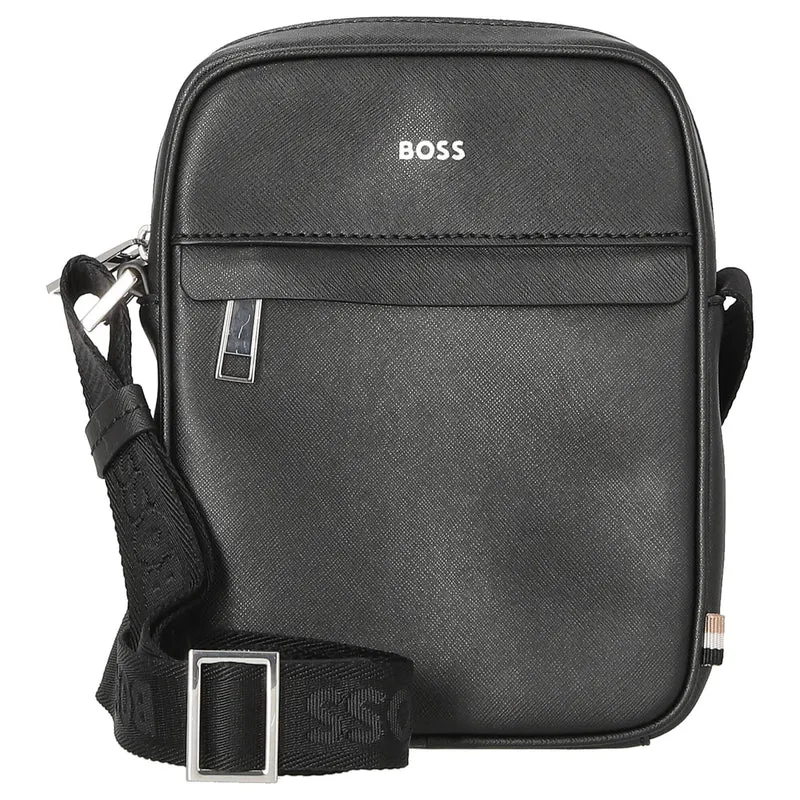 BOSS Zair Ns Zip - Umhängetasche Leder 21 cm (schwarz)