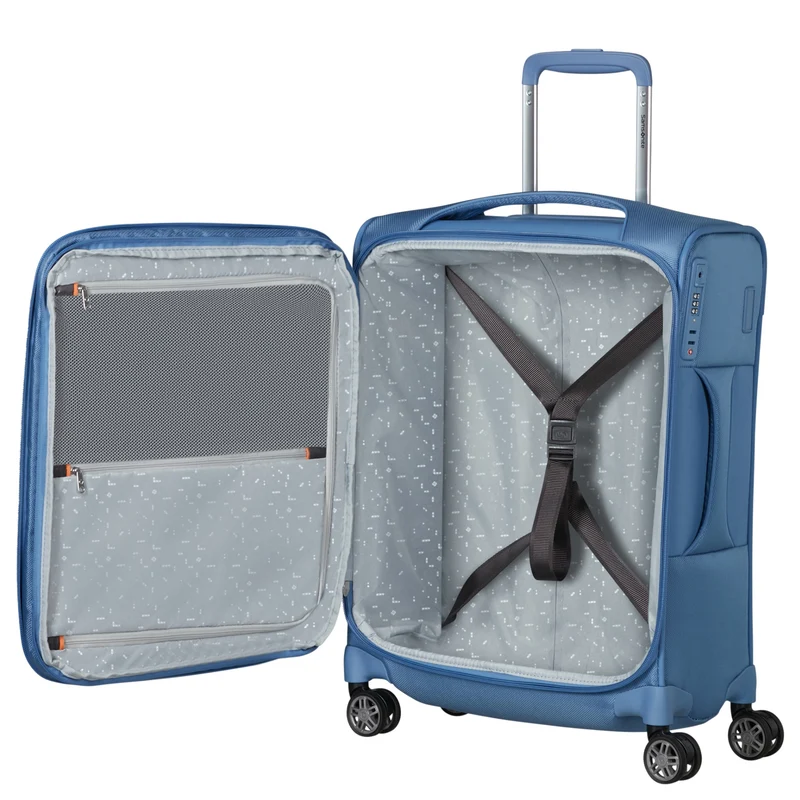 Samsonite Selection Re-Lite - 4-Rollen-Kabinentrolley 55 cm erw. (capri blue)