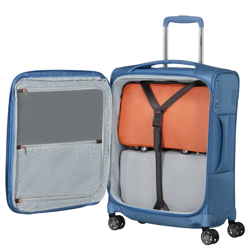 Samsonite Selection Re-Lite - 4-Rollen-Kabinentrolley 55 cm erw. (capri blue)