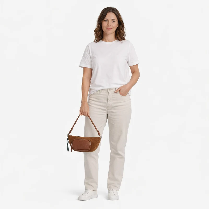 Coccinelle STG Paki Suede - Schultertasche 32 cm (cognac)