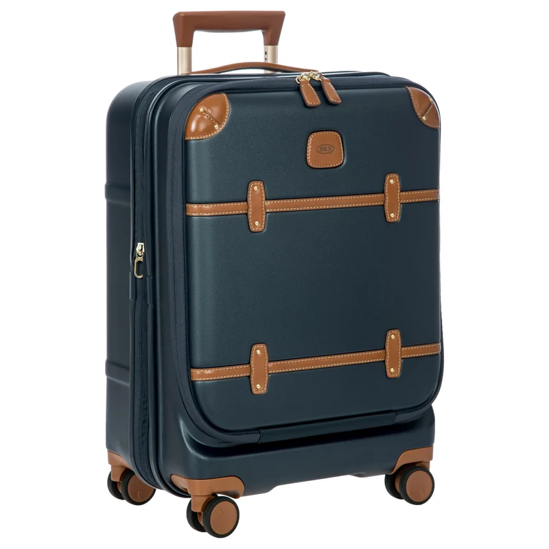 Brics Bellagio - 4-Rollen-Kabinentrolley mit Vortasche 55 cm erw. recycelt (blue/tan)