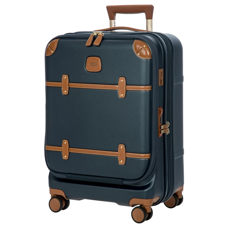 Brics Bellagio - 4-Rollen-Kabinentrolley mit Vortasche 55 cm erw. recycelt (blue/tan)