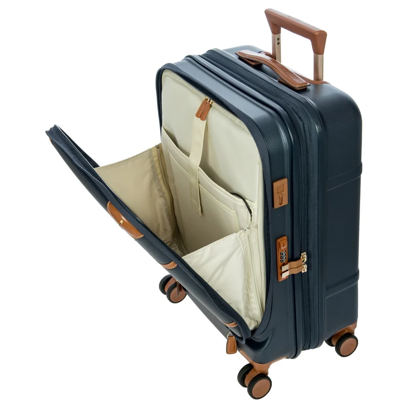 Brics Bellagio - 4-Rollen-Kabinentrolley mit Vortasche 55 cm erw. recycelt (blue/tan)