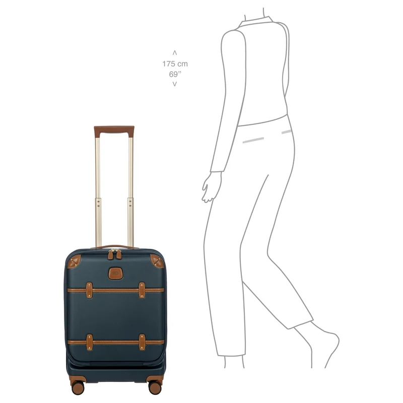 Brics Bellagio - 4-Rollen-Kabinentrolley mit Vortasche 55 cm erw. recycelt (blue/tan)