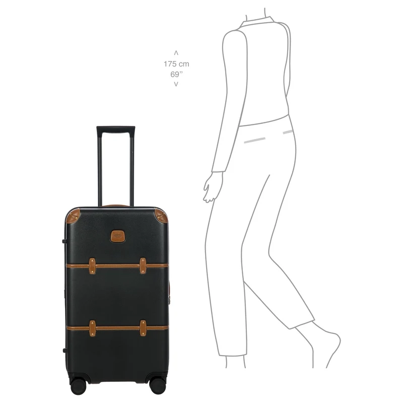 Brics Bellagio Trunk - 4-Rollen-Trolley 74 cm recycelt (black/tan)