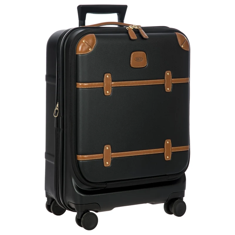 Brics Bellagio - 4-Rollen-Kabinentrolley mit Vortasche 55 cm erw. recycelt (black/tan)