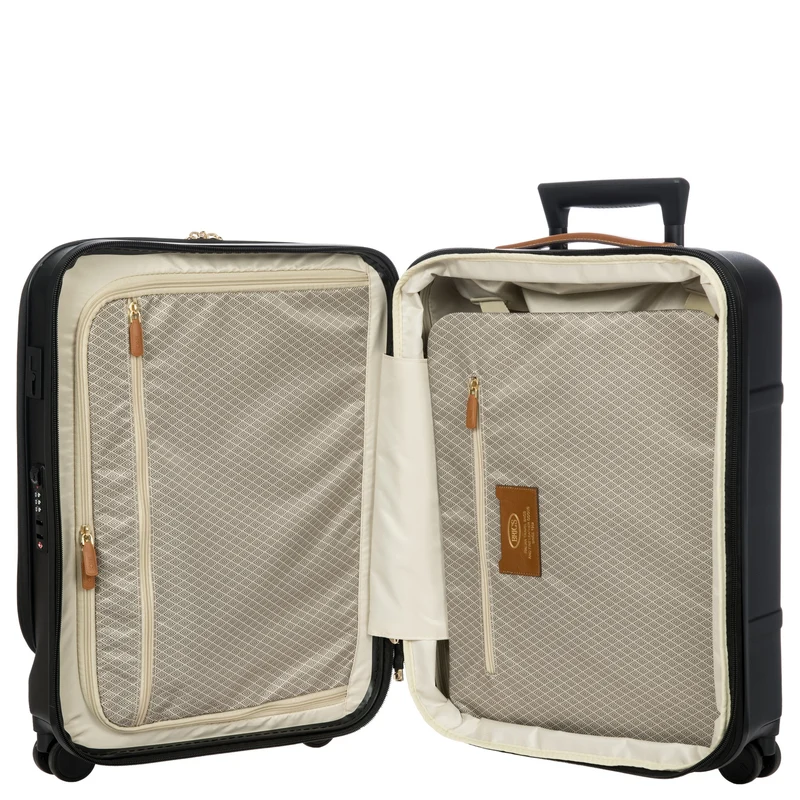 Brics Bellagio - 4-Rollen-Kabinentrolley mit Vortasche 55 cm erw. recycelt (black/tan)