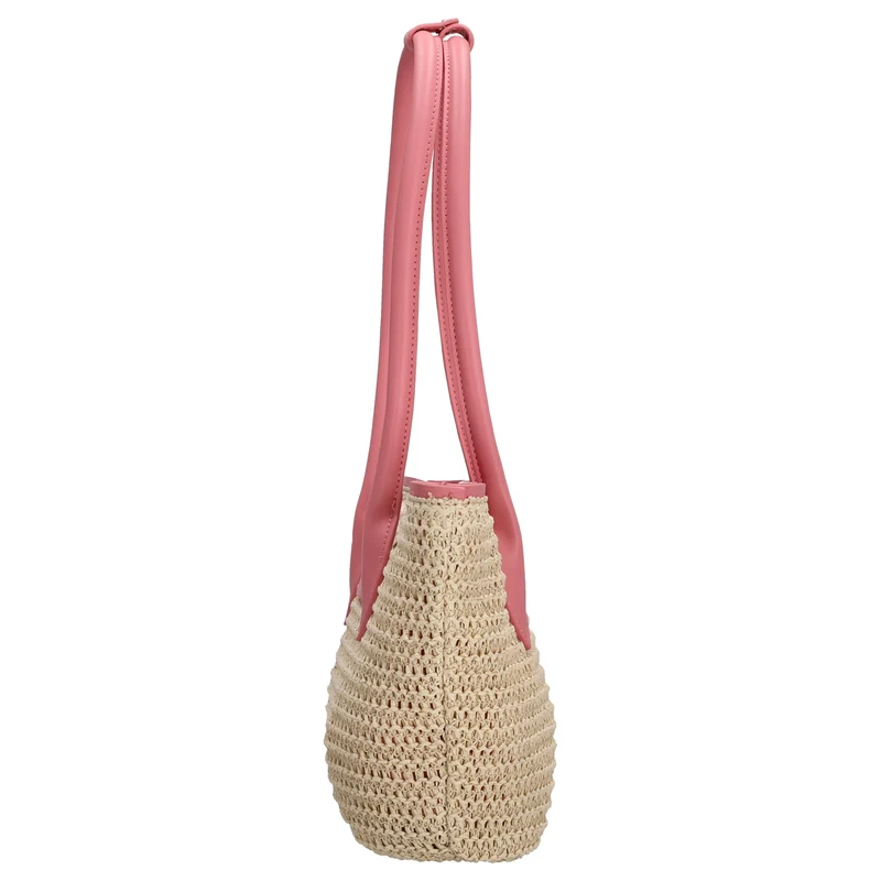 Seidenfelt Savonlinna Tulip - Shopper 33.5 cm (natural straw with pink)