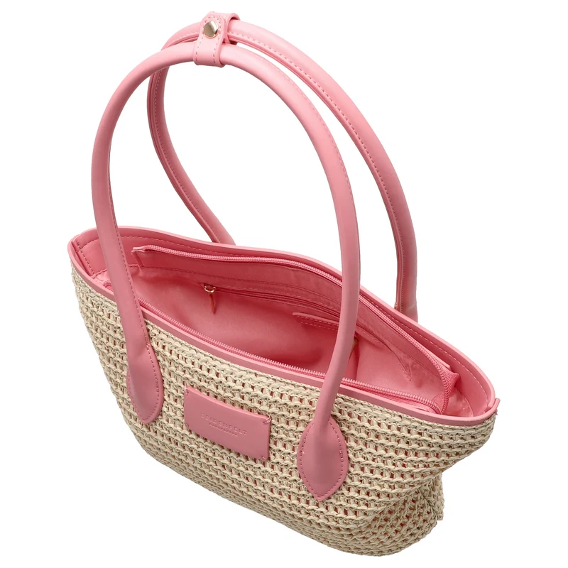 Seidenfelt Savonlinna Tulip - Shopper 33.5 cm (natural straw with pink)
