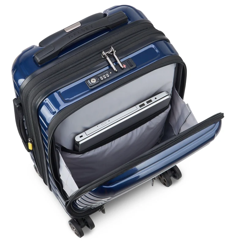 Delsey Paris Shadow 5.0 - 4-Rollen-Kabinentrolley mit Vortasche S 55 cm erw. USB (marineblau)