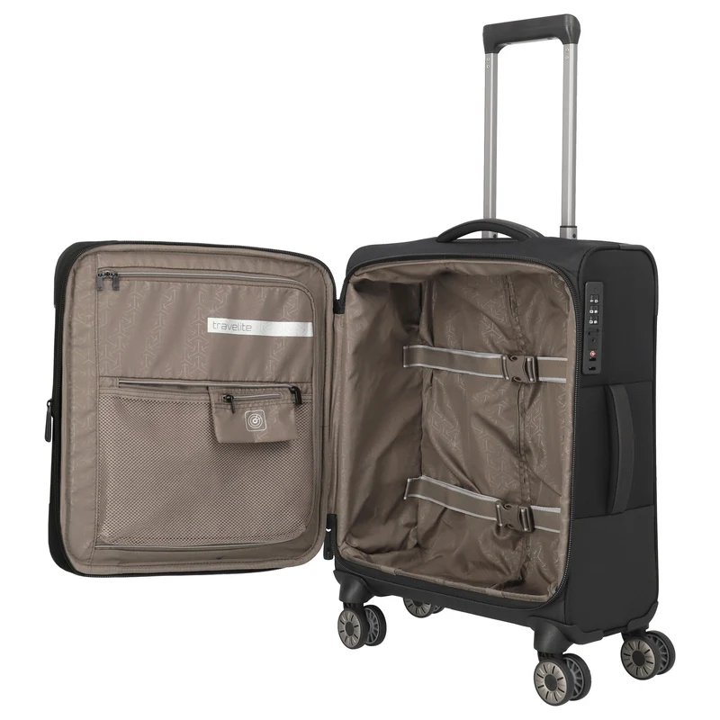Travelite Crosslite - 4-Rollen-Kabinentrolley S 55 cm erw. (schwarz)