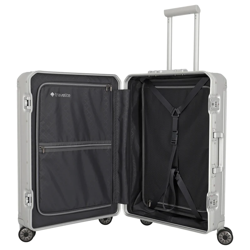 Travelite Next - 4-Rollen-Trolley M 67 cm (silber)