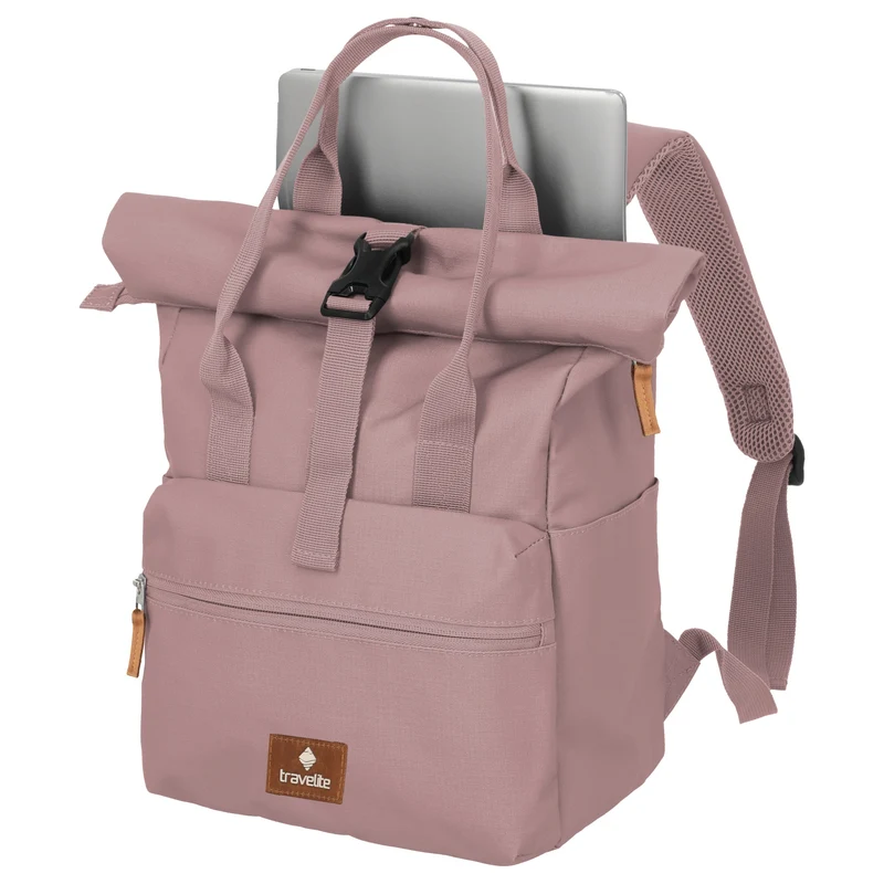 Travelite Basics Short Handle - Rolltop Rucksack 46 cm (smokey rose)