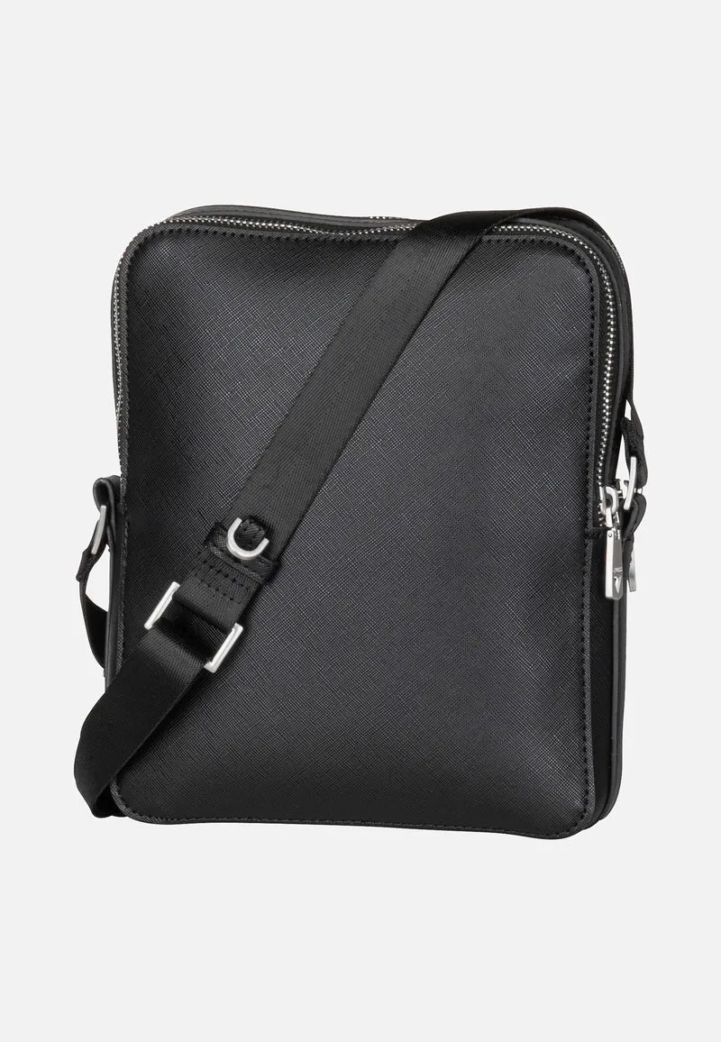Torino Saffiano Eco Double Zip Black - Crossbody Bag