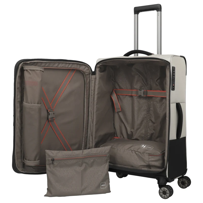Travelite Crosslite - 4-Rollen-Trolley M 66 cm erw. (natur)