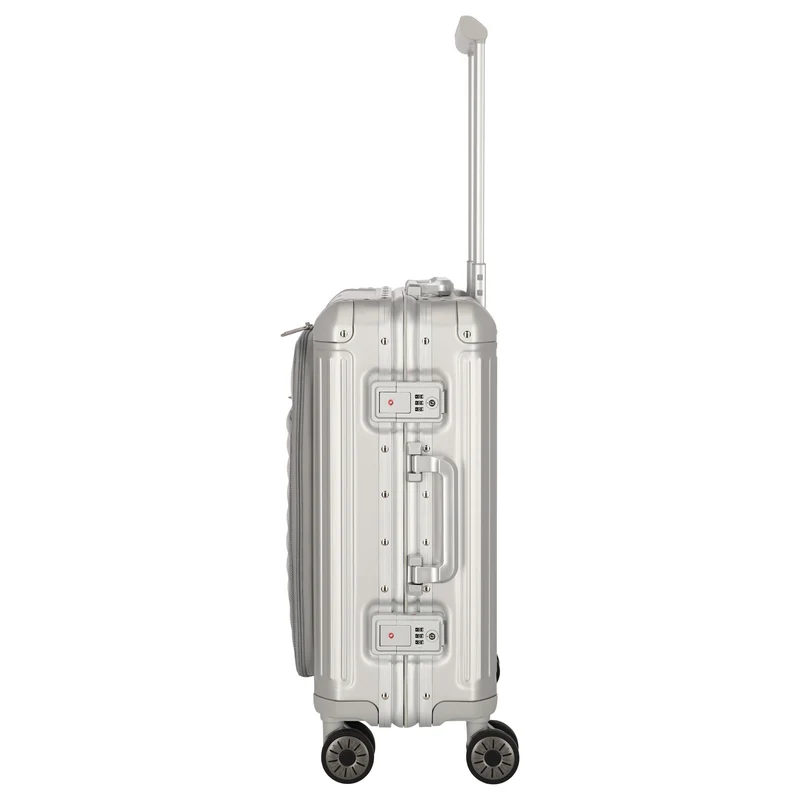 Travelite Next - 4-Rollen-Kabinentrolley mit Vortasche S 55 cm (silber)