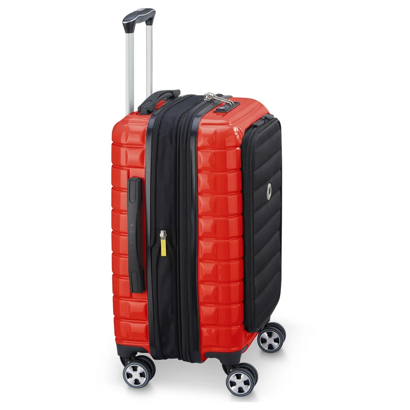 Delsey Paris Shadow 5.0 - 4-Rollen-Kabinentrolley mit Vordertasche S 55 cm erw. USB (intensives rot)