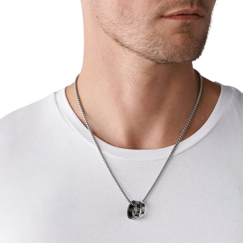 Diesel Double Pendant Halskette Aus Edelstahl DX1168040