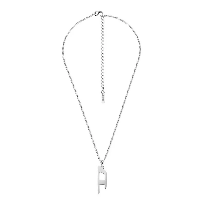 Diesel D Logo Silver Stainless Steel Necklace DX1625040