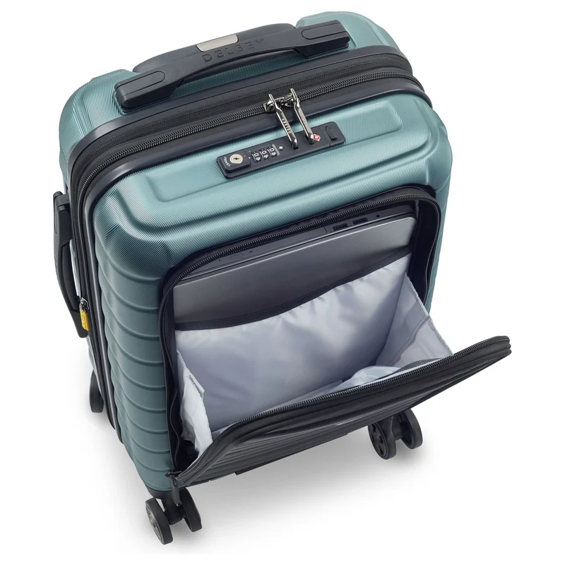 Delsey Paris Shadow 5.0 - 4-Rollen-Kabinentrolley mit Vordertasche S 55 cm erw. USB (grün)