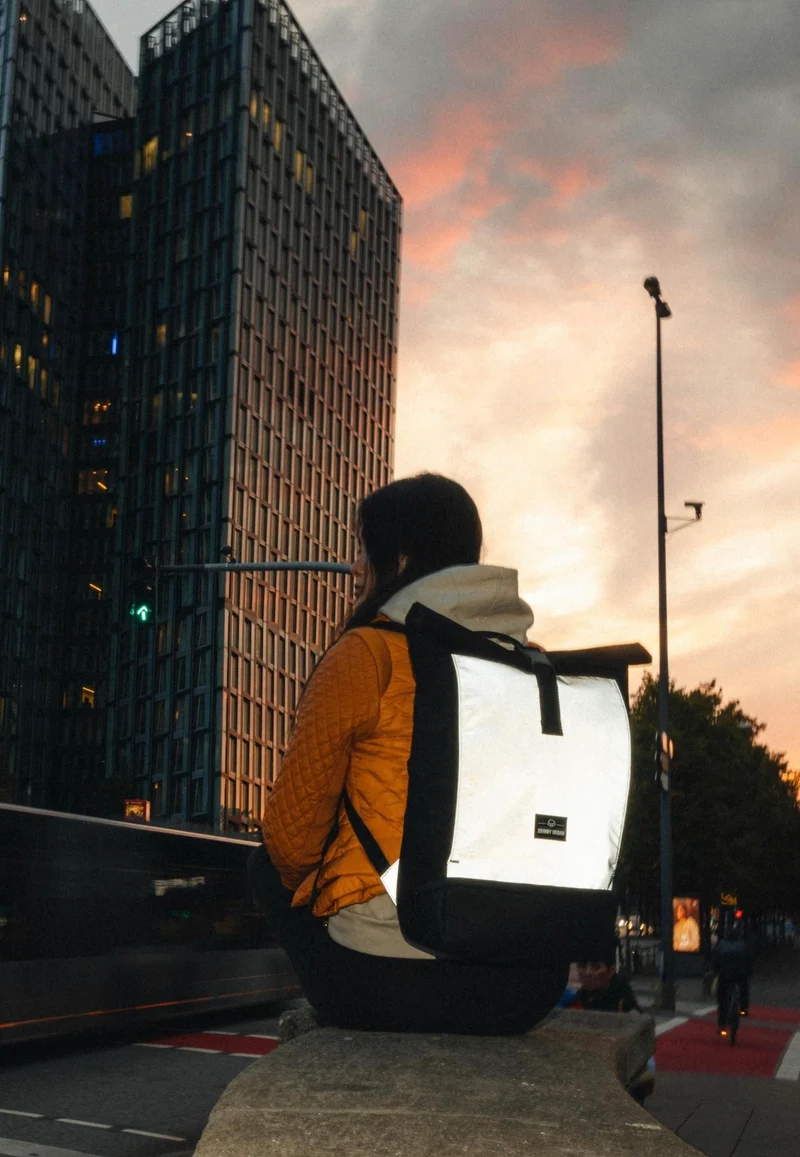 Allen Medium Black Reflective - Rolltop Rucksack