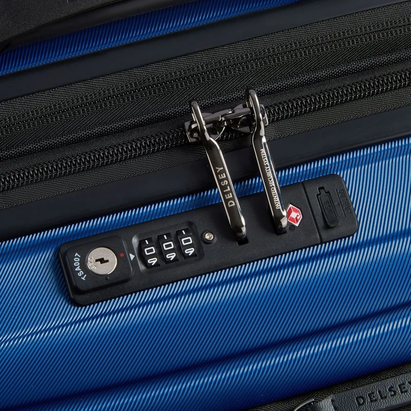 Delsey Paris Shadow 5.0 - 4-Rollen-Kabinentrolley mit Vordertasche S 55 cm erw. USB (blau)