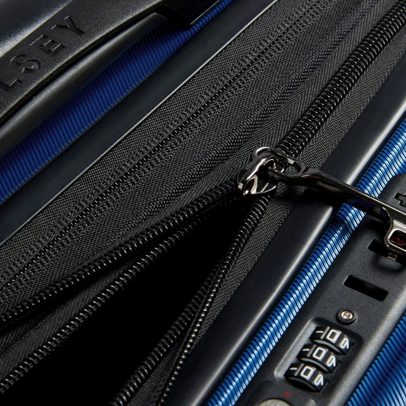 Delsey Paris Shadow 5.0 - 4-Rollen-Kabinentrolley mit Vordertasche S 55 cm erw. USB (blau)