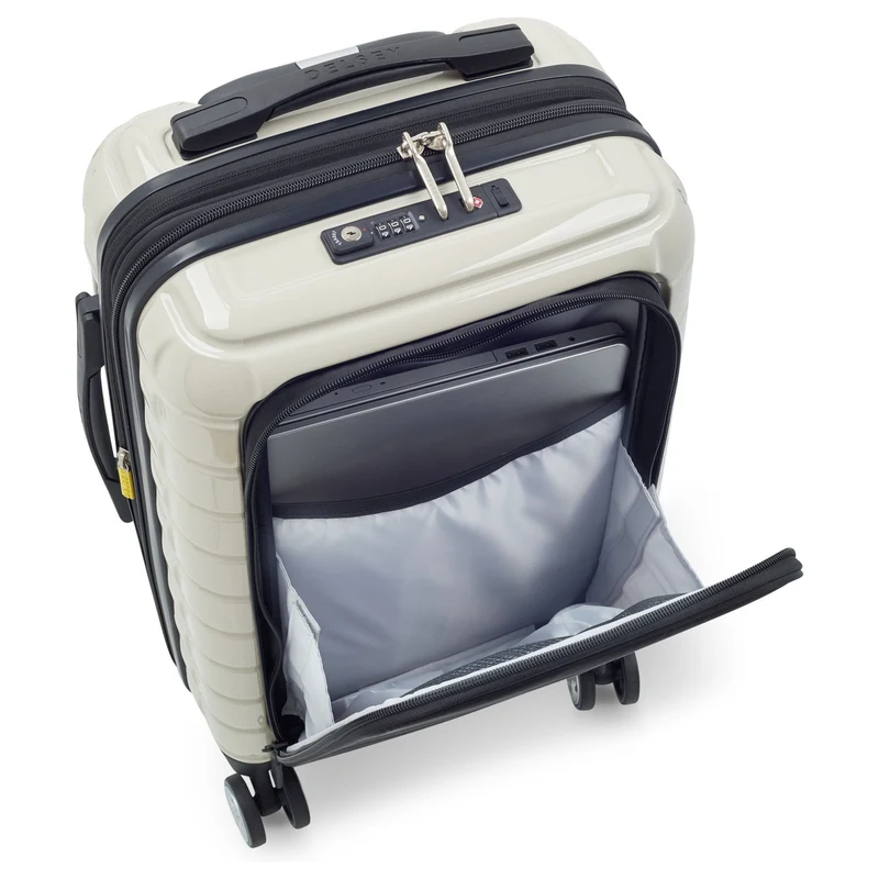 Delsey Paris Shadow 5.0 - 4-Rollen-Kabinentrolley mit Vordertasche S 55 cm erw. USB (elfenbein)