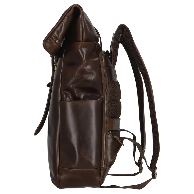 Buckle & Seam Norman - Rolltop Rucksack 61 cm (braun/dots)