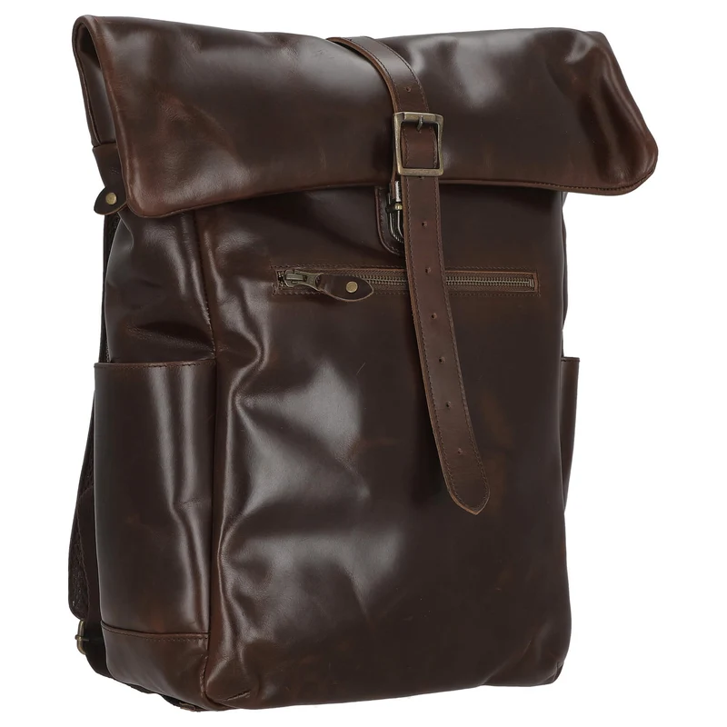 Buckle & Seam Norman - Rolltop Rucksack 61 cm (braun/dots)
