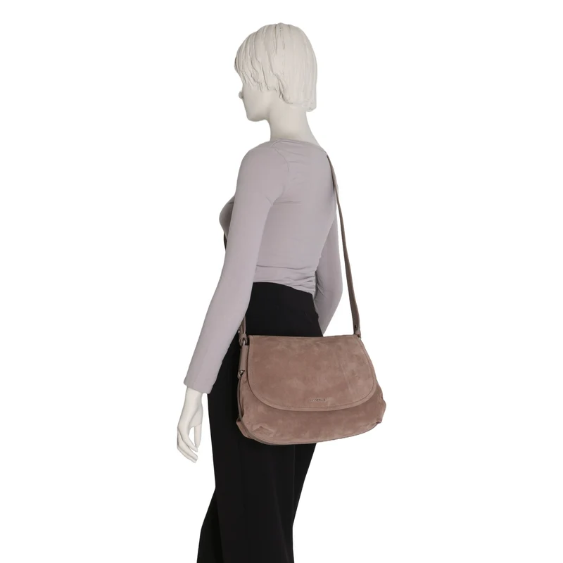 Coccinelle Rebekka Suede - Umhängetasche 30 cm (warm taupe)