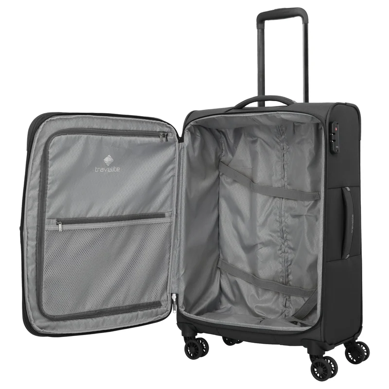 Travelite Umbria - 4-Rollen-Trolley M 67 cm erw. (schwarz)