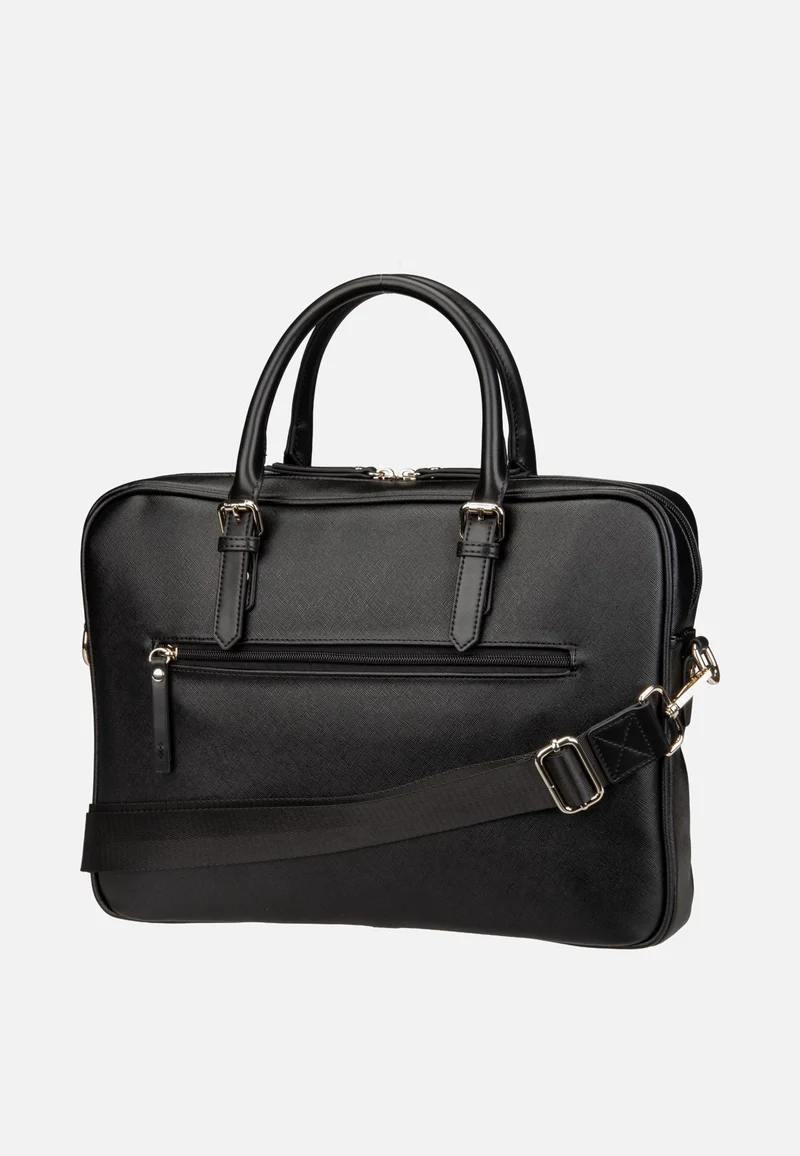 Ella Saffiano Briefcase Black - Aktentasche