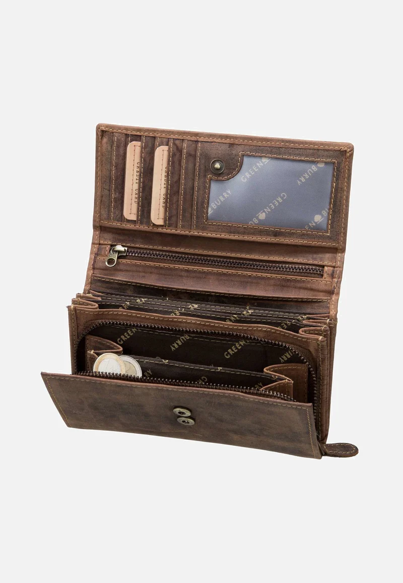 Vintage 1669 lang Sattelbraun - Portemonnaie