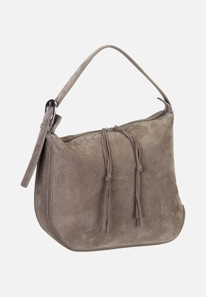 Ines Hobo L Suede Neutral Grey - Hobo Bag