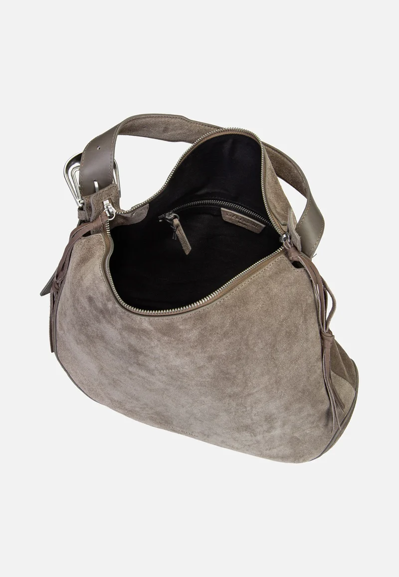 Ines Hobo L Suede Neutral Grey - Hobo Bag