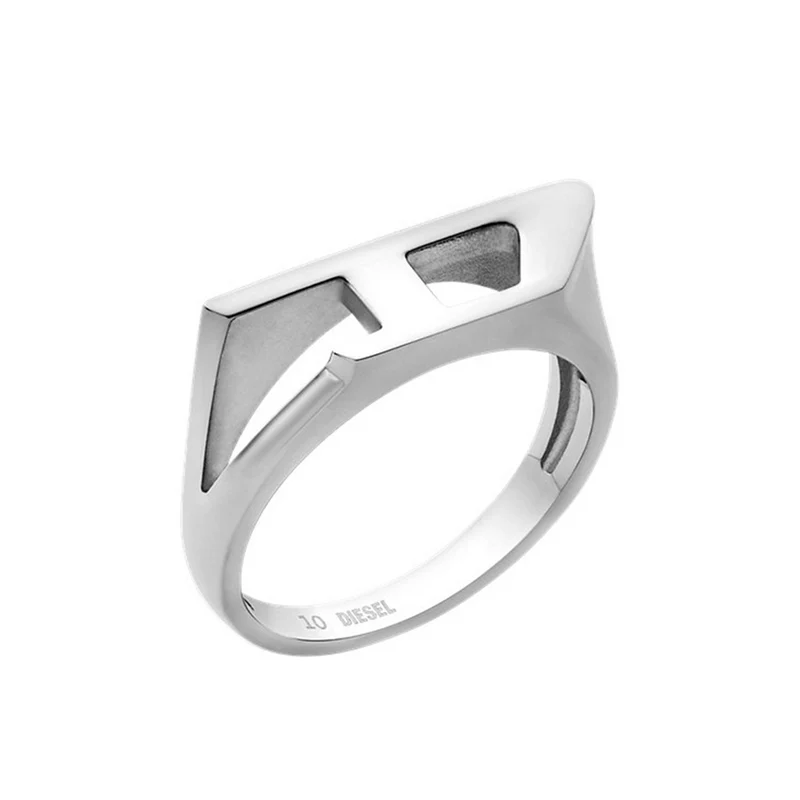 Diesel D Logo Silver Stainless Steel Ring DX16380407