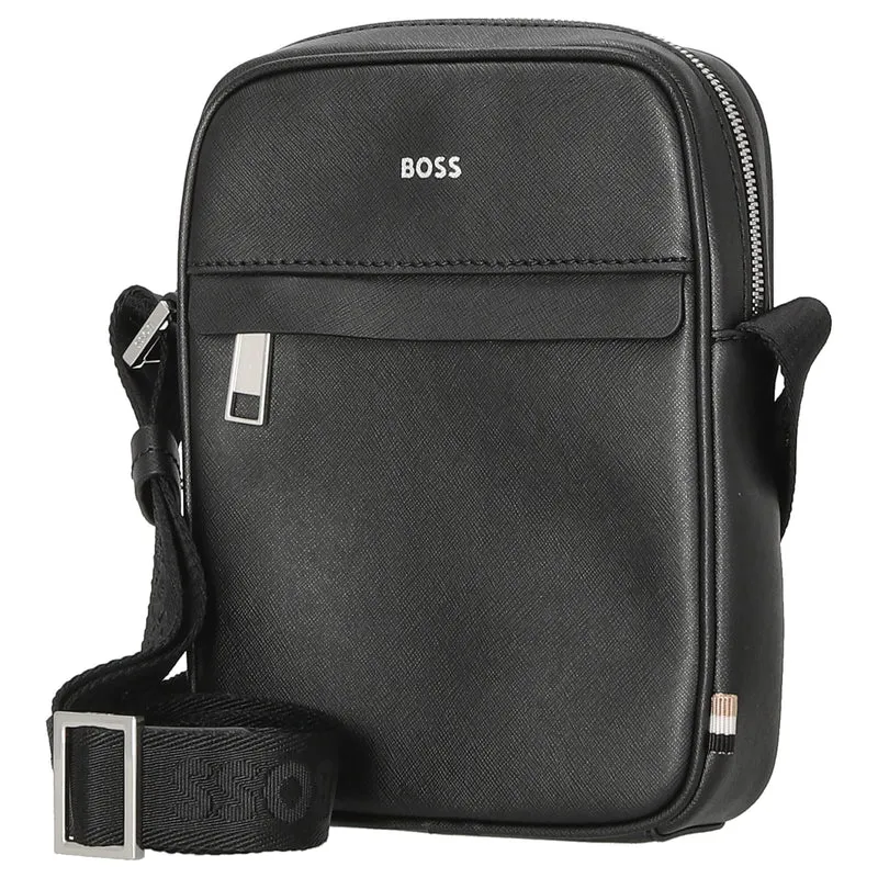BOSS Zair Ns Zip - Umhängetasche Leder 21 cm (schwarz)