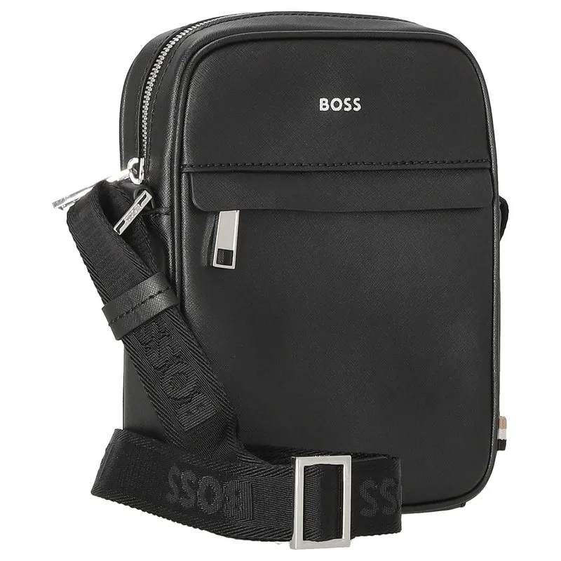 BOSS Zair Ns Zip - Umhängetasche Leder 21 cm (schwarz)