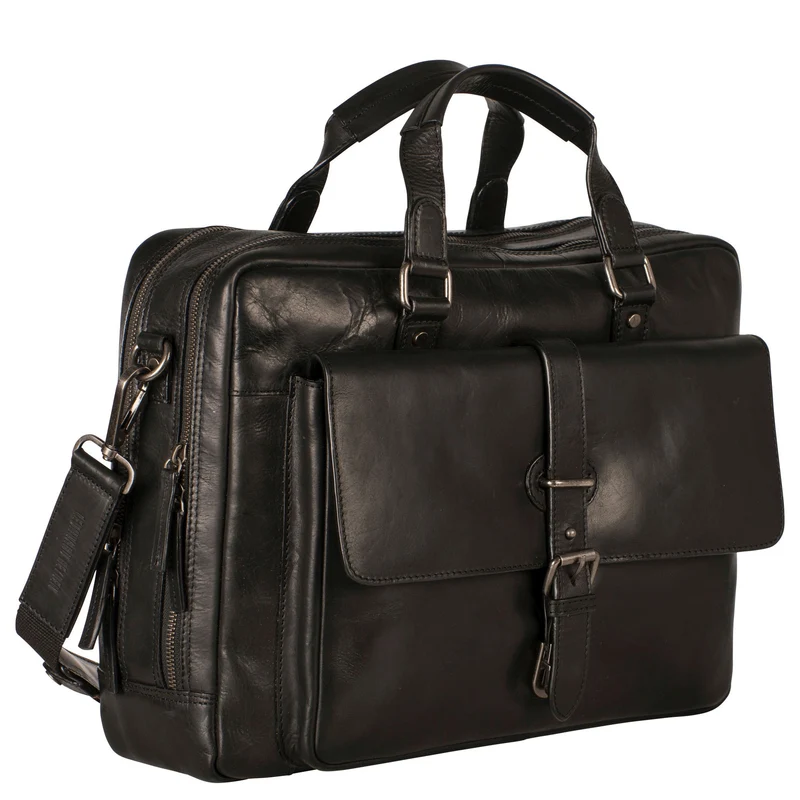 Leonhard Heyden Roma - Aktentasche 2 Fächer. mit Vortasche Leder 15" 41 cm (schwarz)