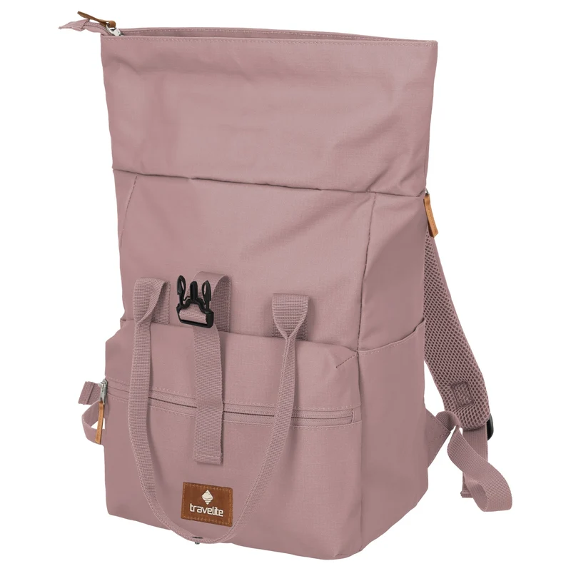 Travelite Basics Short Handle - Rolltop Rucksack 46 cm (smokey rose)