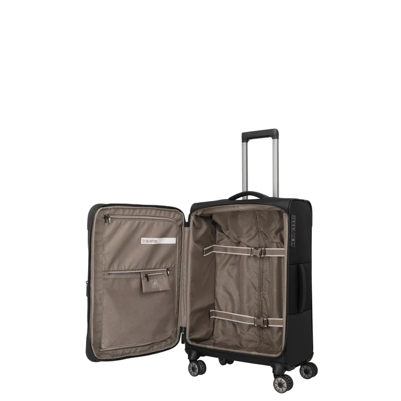 Travelite Crosslite - 4-Rollen-Trolley M 66 cm erw. (black)