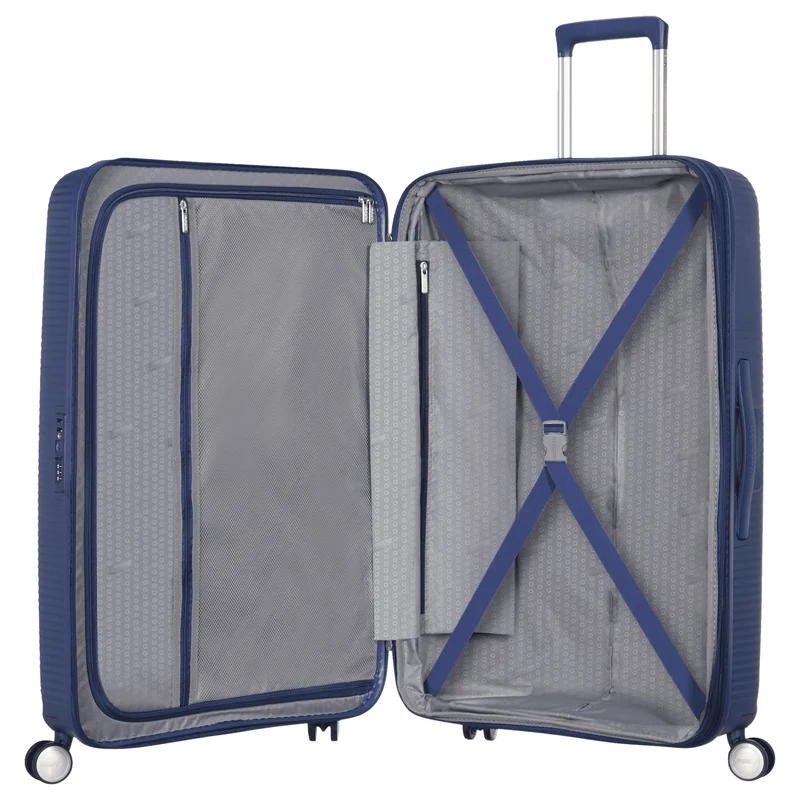 American Tourister Soundbox - 4-Rollen-Trolley 77 cm erw. (blau)
