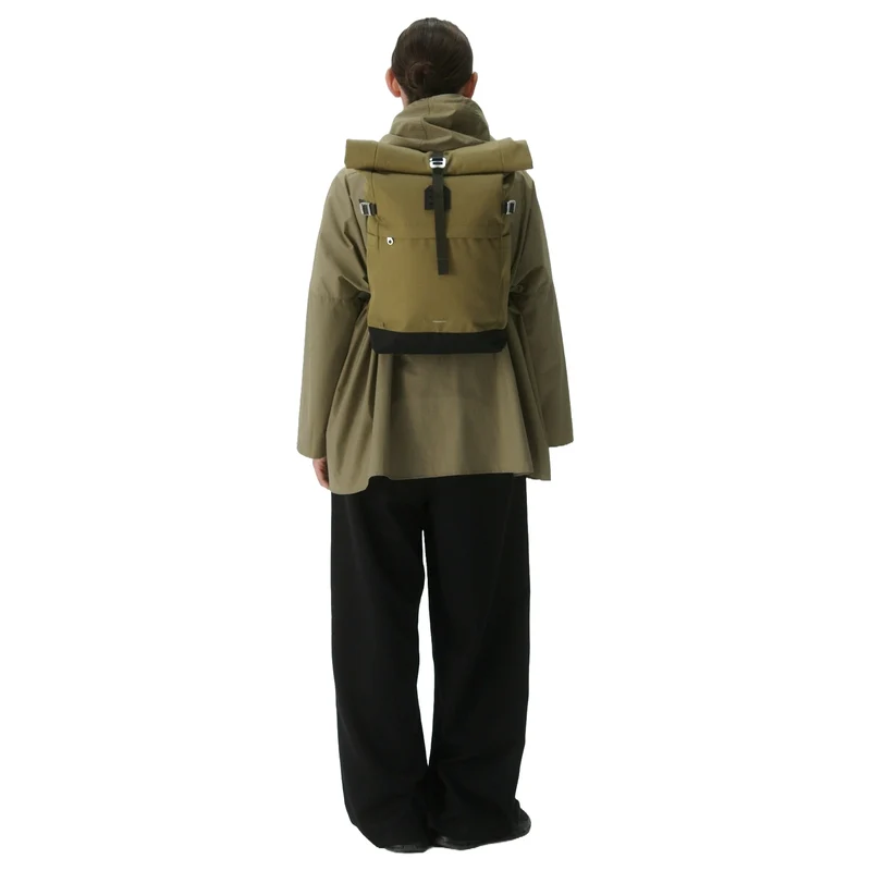 Sandqvist Icon Rolltop - Rucksack M 14" 60 cm (olive drab with black leather)