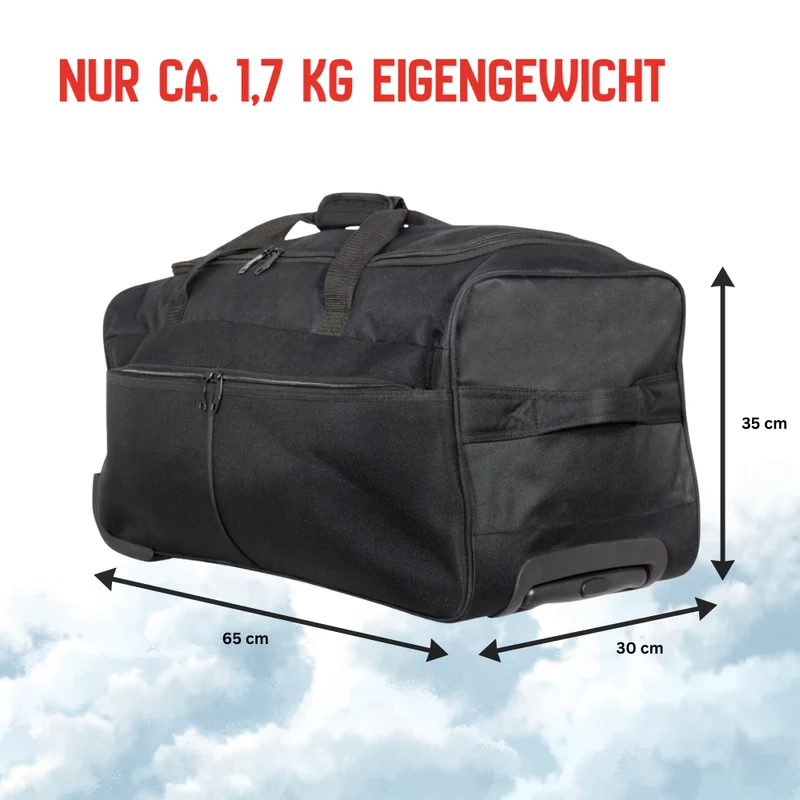 Trolleytasche 65cm - XL Reisetasche mit 2 Rollen - verschiedene Farben lieferbar