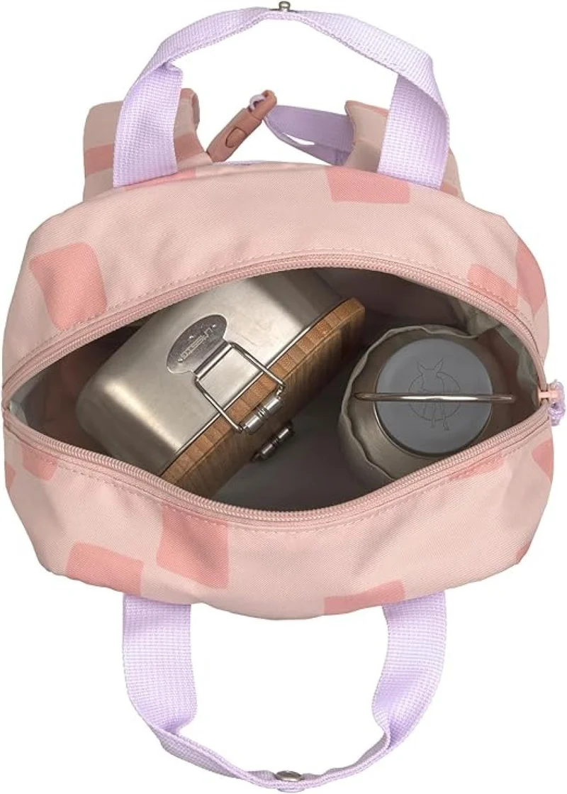 LÄSSIG Kinderrucksack mit Brustgurt Kindergartentasche Kindergartenrucksack 28 cm, 7 Liter, 3 Jahre/Mini Square Backpack Pattern Party rosa