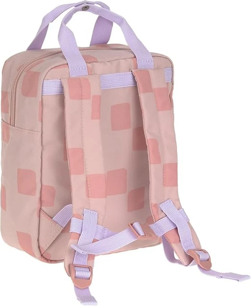 LÄSSIG Kinderrucksack mit Brustgurt Kindergartentasche Kindergartenrucksack 28 cm, 7 Liter, 3 Jahre/Mini Square Backpack Pattern Party rosa