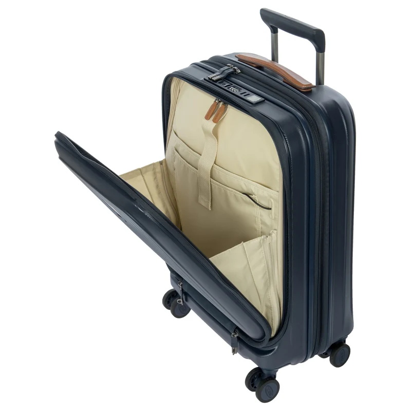 Brics Taormina - 4-Rollen-Kabinentrolley mit Vortasche 55 cm erw. USB (blau)